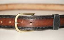 80's Vintage Men's Dark Burnished Brown  Black-Brown Leather Dress Belt 44"