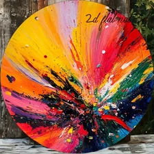 Colorful Round Abstract Painting Aluminum Wall Decoration Modern