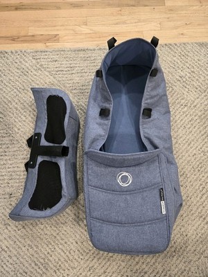 Bugaboo Soft Carrycot Blue Infant Stroller Bassinet and side storage compartment