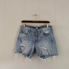 Old navy blue denim distressed shorts, women's size 8