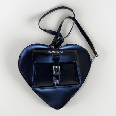 Dr. Doc Martens Kiev Leather Hardware Heart Shaped Bag - Black