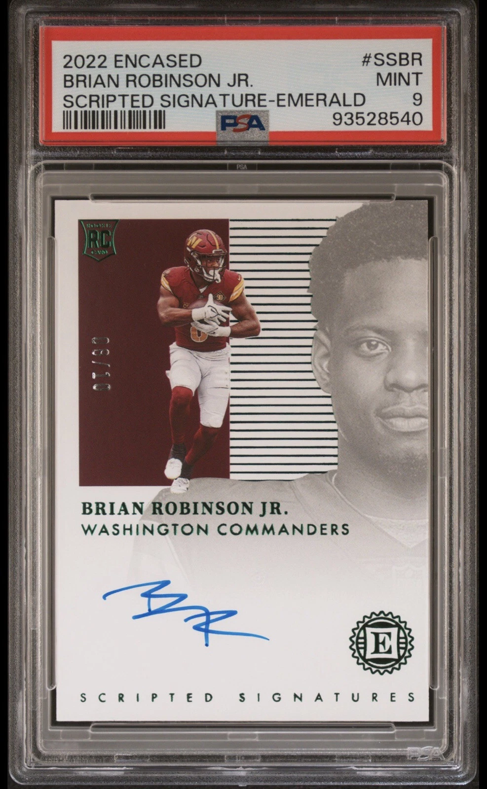 Brian Robinson Jr. Panini Encased Scripted Signatures #SSBR Emerald