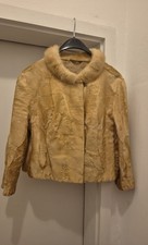 Ca Größe S M 36 38 3/4 Arm Nerz Lammfell Beige Pelzjacke Kurz Fell hell Jacke