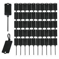 50PCS Waterproof Plastic Tags Black Plastic Shipping Tags Writable Hanging Ta...