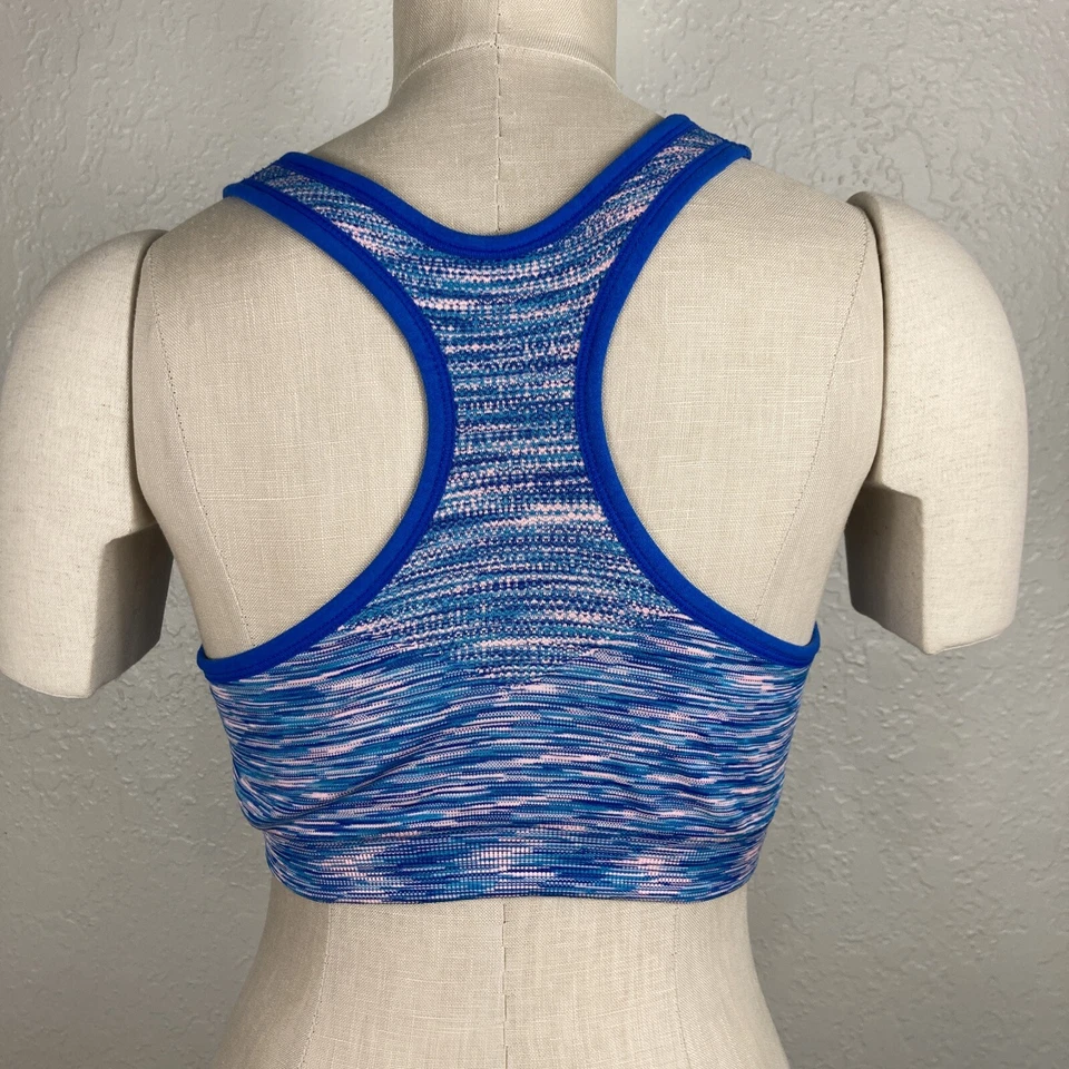 Sujetador deportivo Reebok para mujer grande espalda deportiva azul aguamarina rosa fitness entrenamiento atlético Foto 4 de 4