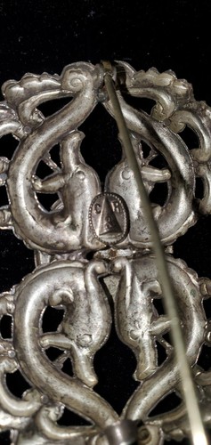 Antique Jewlery Brooch Sterling silver Prasiolite antique Coral stick pin  - Picture 5 of 12