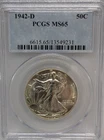 1942-D Walking Liberty Silver Half Dollar MS65 PCGS