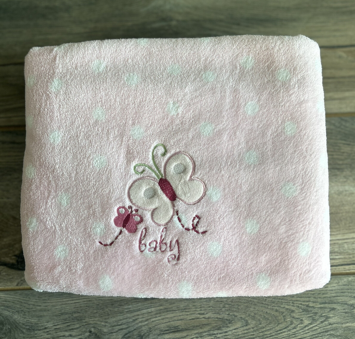 CARTERS CHILD OF MINE Baby Blanket Pink Polka Dot Butterfly lovey