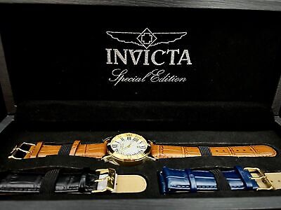 Invicta Specialty 13971 Gold Tone Case Brown Leather Strap Invicta Specialty 13971 Gold Tone Case Brown Leather Strap