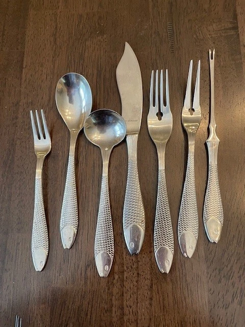 Gorham 18/10 из нержавеющей стали «Рыба вне воды» 7 шт место установка 8,5-6» - Изображение 3 из 4