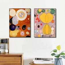 Framed Art Combo Painting 2 Pieces by Hilma Af Klint Wall Art 28"x40" Each Piece