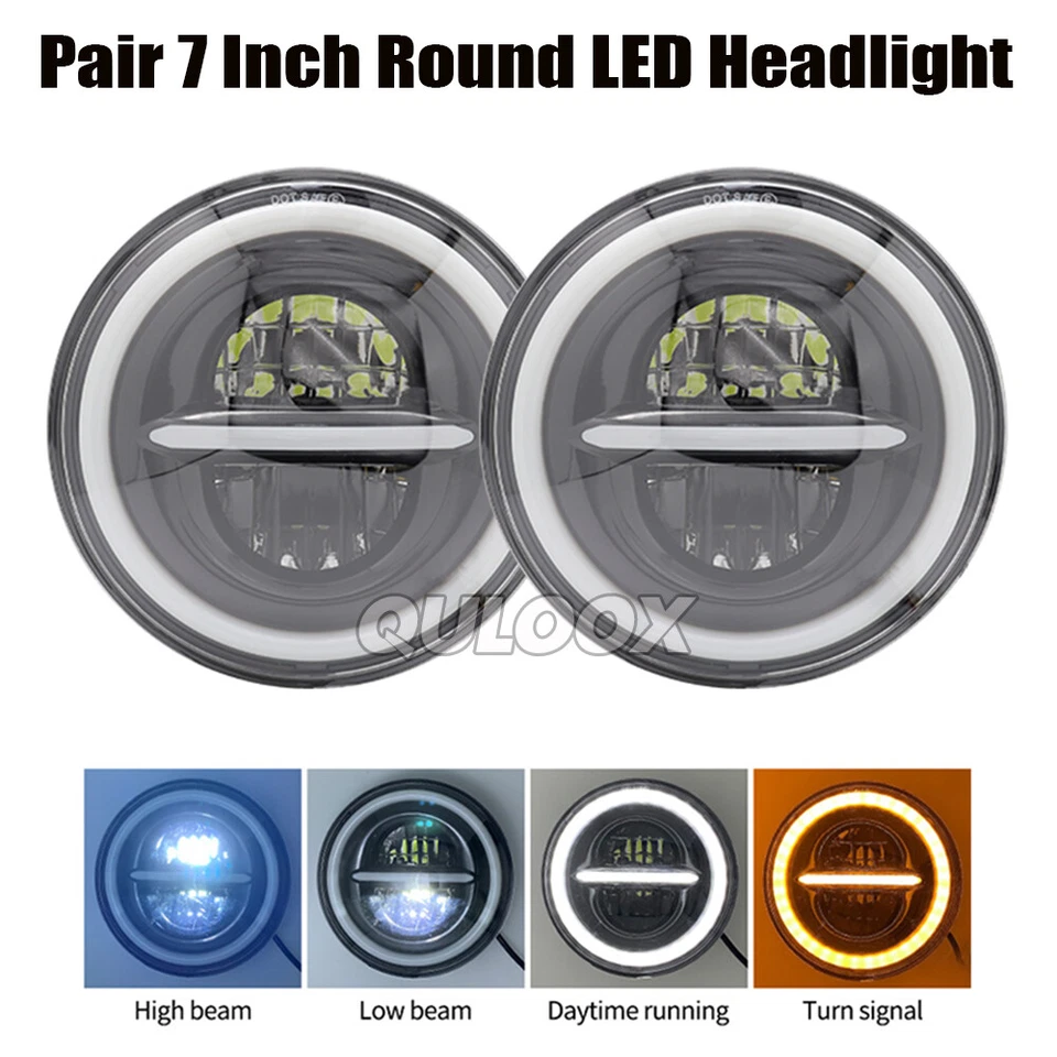 For Dodge D100 D150 D200 D300 7Inch Round LED Headlight Hi-Lo Beam cool white - Image 4 of 4