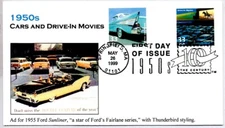 #3187g TAIL FINS & CHRIME #3187i DRIVE IN MOVIE THEATRE COMBO FIRST DAY COVER