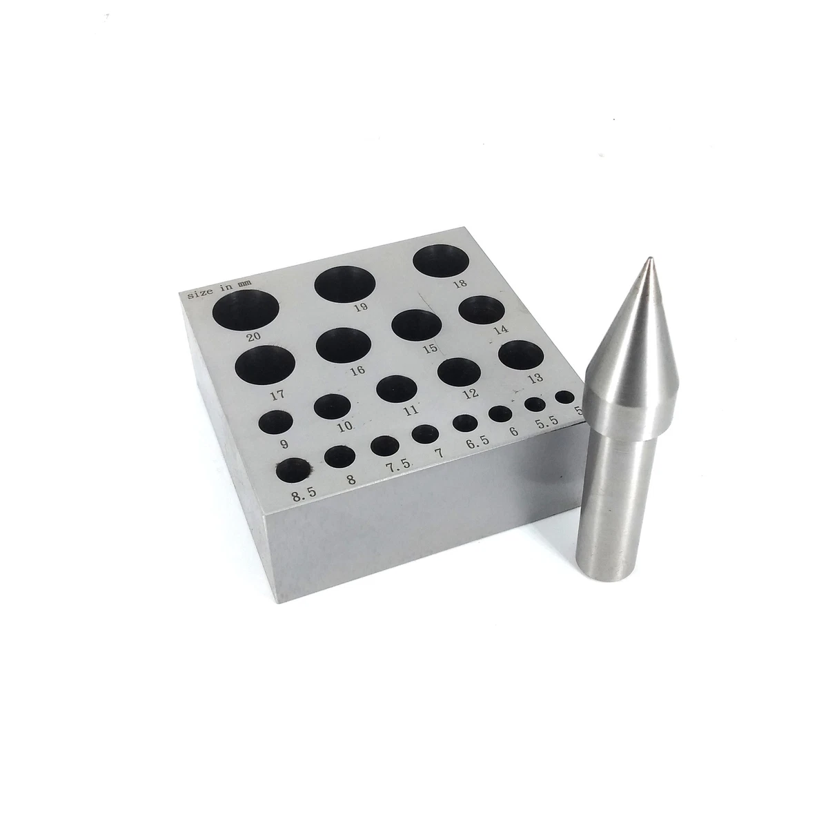 Bezel Forming Block with Round Punch 17 Degrees 5mm to 20mm Bezel Setting