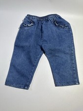 Vintage Toddler Girls Jeans With Ruffled Faux Pockets 18 Months 80s 100 Cotton