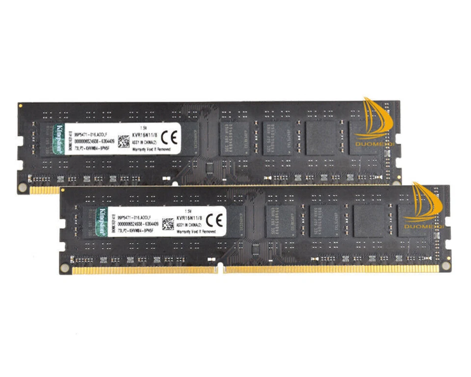 2PCS Kingston 8GB 2RX8 PC3-12800U DDR3 1600Mhz 240Pin DIMM Desktop Memory RAM - Image 2 of 4