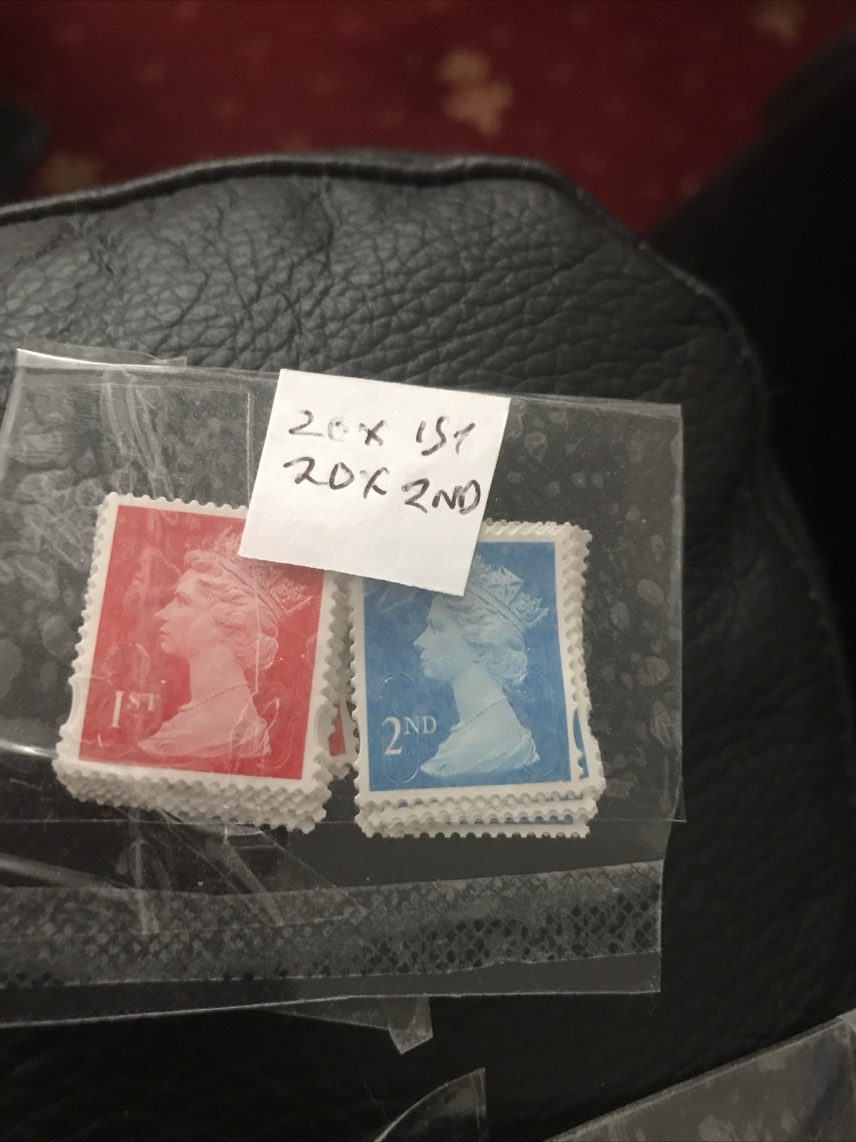 40 x unfranked stamps 20 X 1ST 20 2nd CLASS OFF PAPER NO GLUE red/blue ...