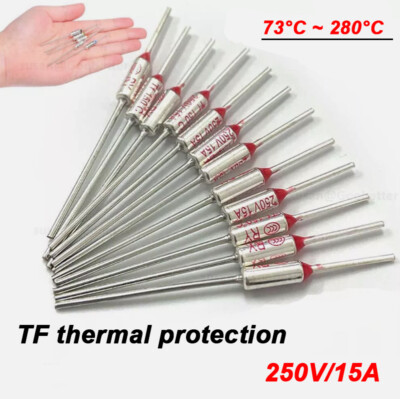 Thermal Fuses 250V 15A Aluminum Cut off Temperature from 73 to 280°C Full Range