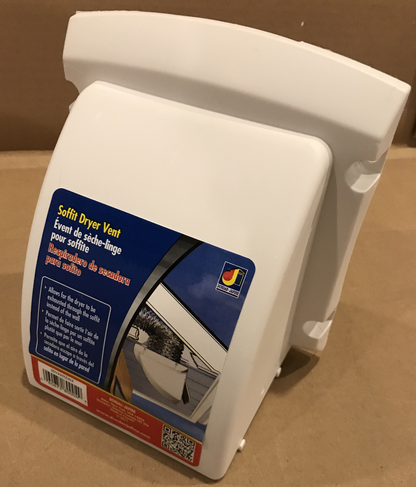 4" Dryer Eave Soffit Vent w/ Flap White Plastic Dundas Jafine