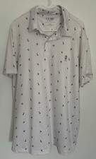 Izod Men  s Golf Shirt, XL, Polyester/Elastine, White W/tropical Images