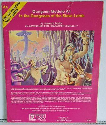 AD&D Dungeon Module A4 In the Dungeons of the Slave Lord Greyhawk 1981 TSR 9042