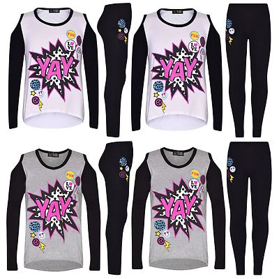 Girls Top Kids YAY Print Trendy Fashion Top & Stylish Legging Set Age 7-13 Years