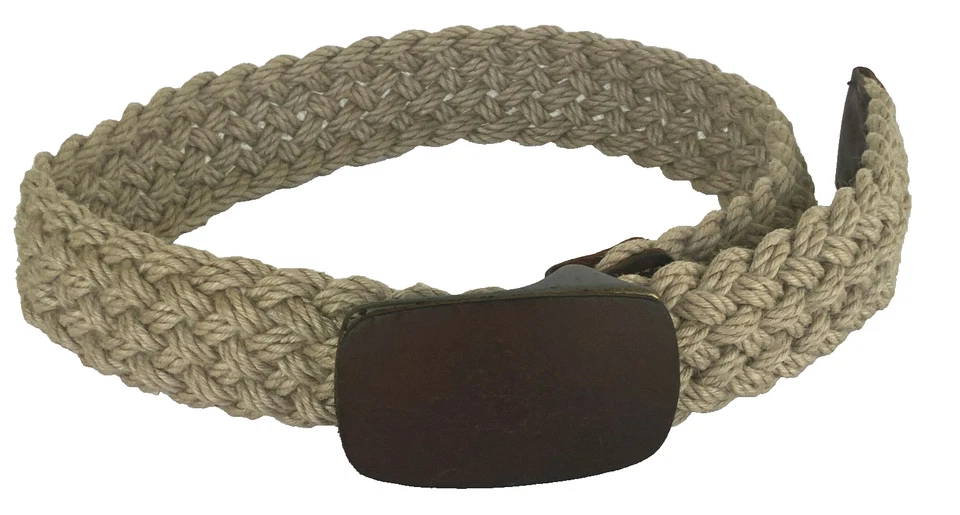 Cinturón Trenzado con Cuero Pesado Marrón Hebilla Sólida Hueco De Colección Años 70 Para Mujer Talla M Foto 3 de 4