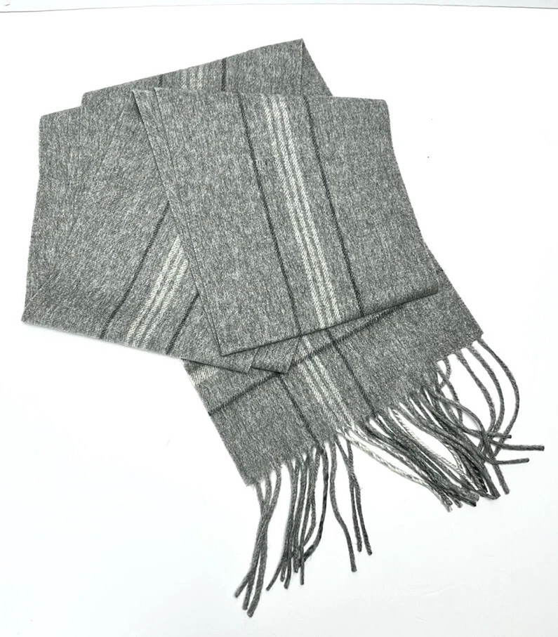 Ann Taylor Cashmere Long Scarf Gray with Fringes Unisex NWOT - Image 3 of 4