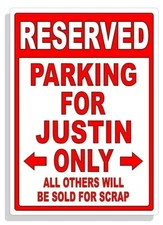 Personalized Parking Sign Wall Decal Metal Sign No Parking Customized for JUSTIN