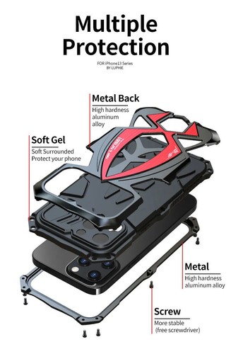 Nueva funda blindada de metal resistente a prueba de golpes para iPhone 13 14 15 Pro Max cubierta - Imagen 17 de 26