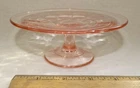 Hazel Atlas USA Block Optic Pink Cheese Dish / Comport - Very Rare