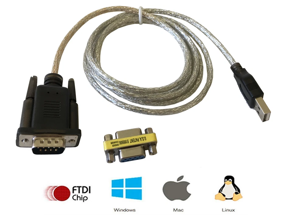 5Ft USB 2.0 to Serial (9-pin) DB-9 RS-232 with Female Adapter Cable FTDI FT232R - Image 2 of 3