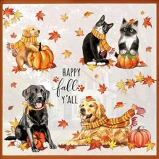 Mfault Happy Fall Y'all Dog Cat Window Clings 4 Sheets, Autumn Golden 