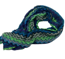 STEVE MADDEN * Colorful Infinity Scarf * Vibrant Green Gray Blue Purple * 28x21"