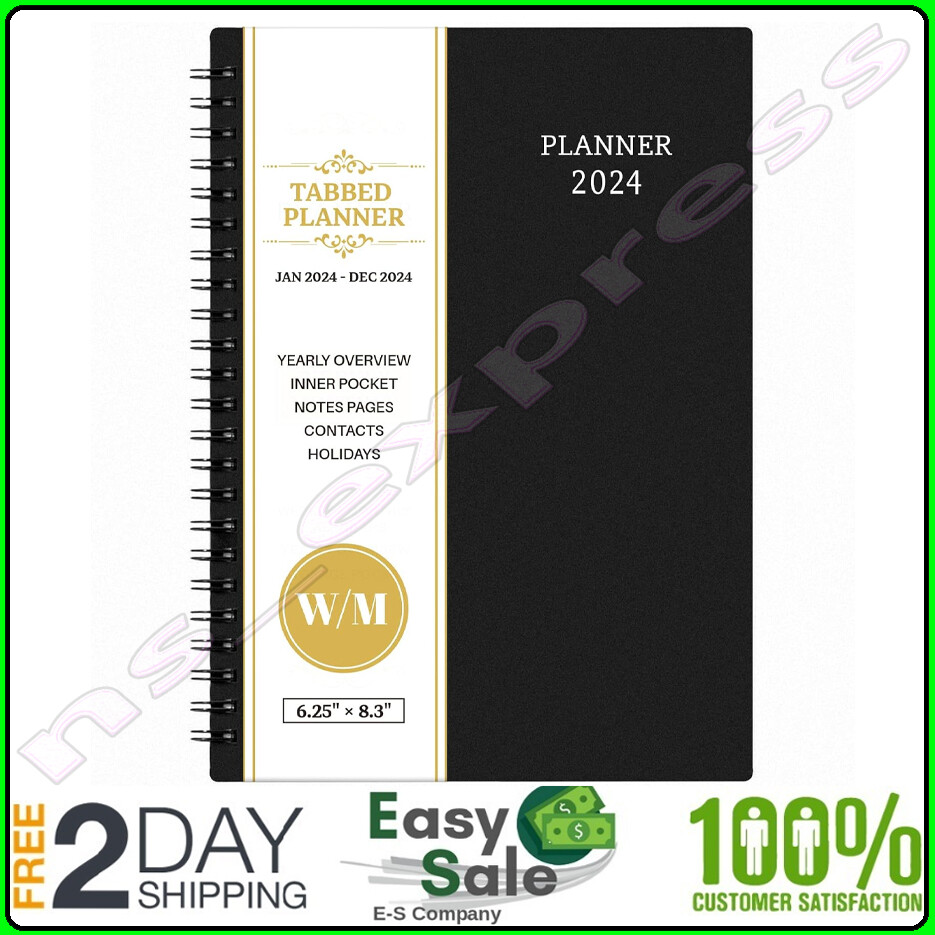 Planner Jan.2024 - Dec.2024 6.25 × 8.3 2024 Planner Weekly Monthly with Tabs-image