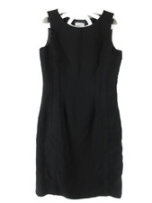 Calvin Klein Sheath Dress Women's 10 Jet Black Sleeveless A-Line Classic Lined