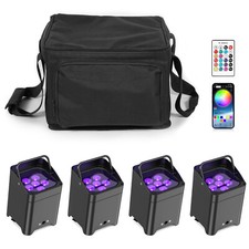 4PCS 6x18w RGBWA UV Wifi APP Wireless LED Par Lights Battery DMX Remote Control