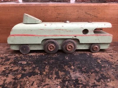 Jouet Bois Locomotive BECO Train Ancien Rare - Photo 1/4