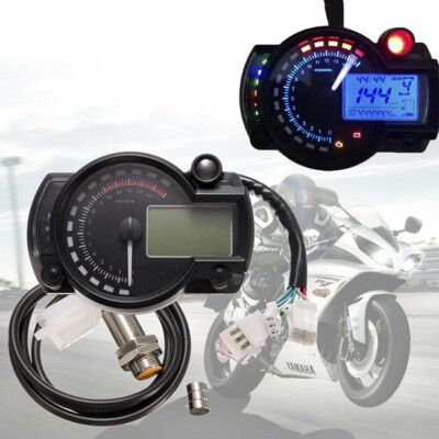 15000rpm Motorcycle Universal LCD Digital Speedometer Tachometer Odometer G*j4