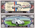 Herbie Love Bug Million Dollar Bill Play Funny Money Novelty Note FREE SLEEVE