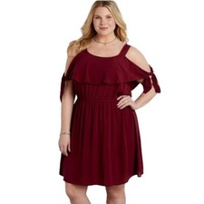 NWOT Maurices Plus Size Cold Shoulder Gauze Dress - 0X -