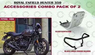Royal Enfield ''Large Engine Guard & Silver Sump guard For Hunter 350''