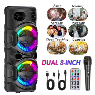 3000W Portable Bluetooth Speaker Dual 8