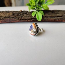 Oyster Copper Turquoise Gemstone Ring 925 Sterling Silver Gift For Her Boho Ring