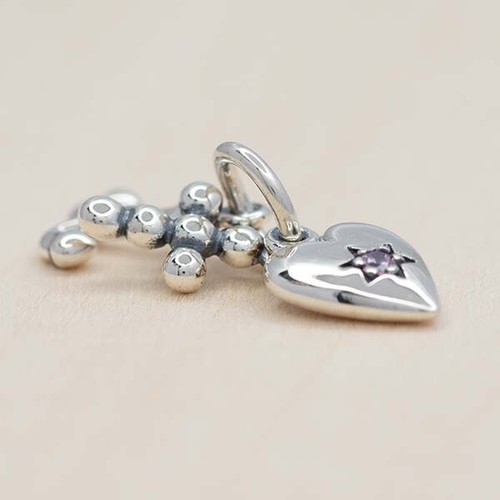 Pandora Charm 791120czs Faith Hope and Charity Fancy Pink Pendant W Tag & Suede - Picture 2 of 7