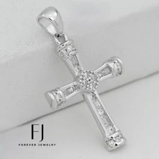 Women's Sterling Silver 925 Cross Brilliant CZ 27mm Mini Pendant.Unisex +Box