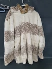 VTG CW Classics White / Brown Faux Fur Patterned Hooded Full Zip Jacket Women 3X