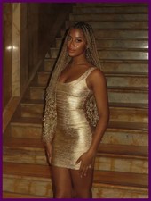 Golden Bandage Mini Dress U-neck Sleeveless Backless High Waist Bodycon 2026