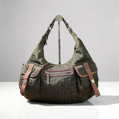 Givenchy 4G Logo Hobo Shoulder Bag Green y2k Vintage Handbag Spain Made Auth