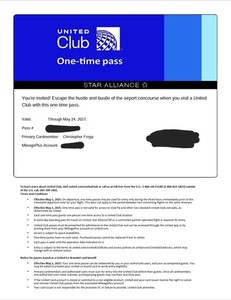 United Club One-Time Pass US Nationwide Valid Through May 2027